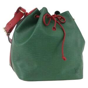 LOUIS VUITTON Epi Petit Noe Shoulder Bag Bicolor Green Red M44147 LV Auth BA9341